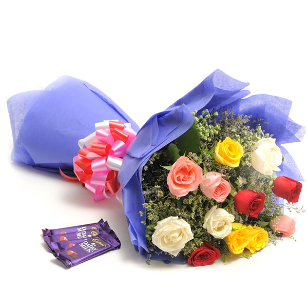Send Mixed Roses & Dairy Milk Chocolates Online - EXDFNP413NY | Giftalove