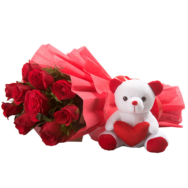 Send Red Roses with Teddy Bear Online - EXDFNP85NY | Giftalove