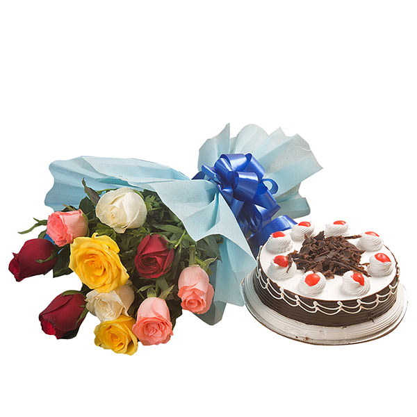 Send Roses and Black Forest Cake Online - F17-EXFNP04GAL17 | Giftalove