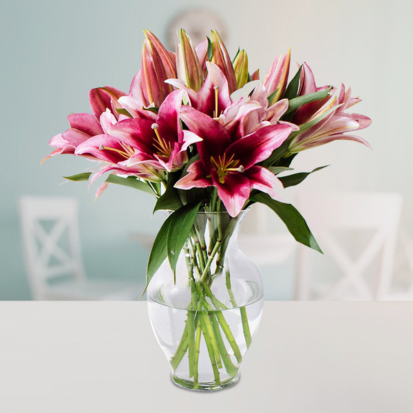 Send Charming Pink Oriental Lilies Arrangement Online - GAL20-94667 ...