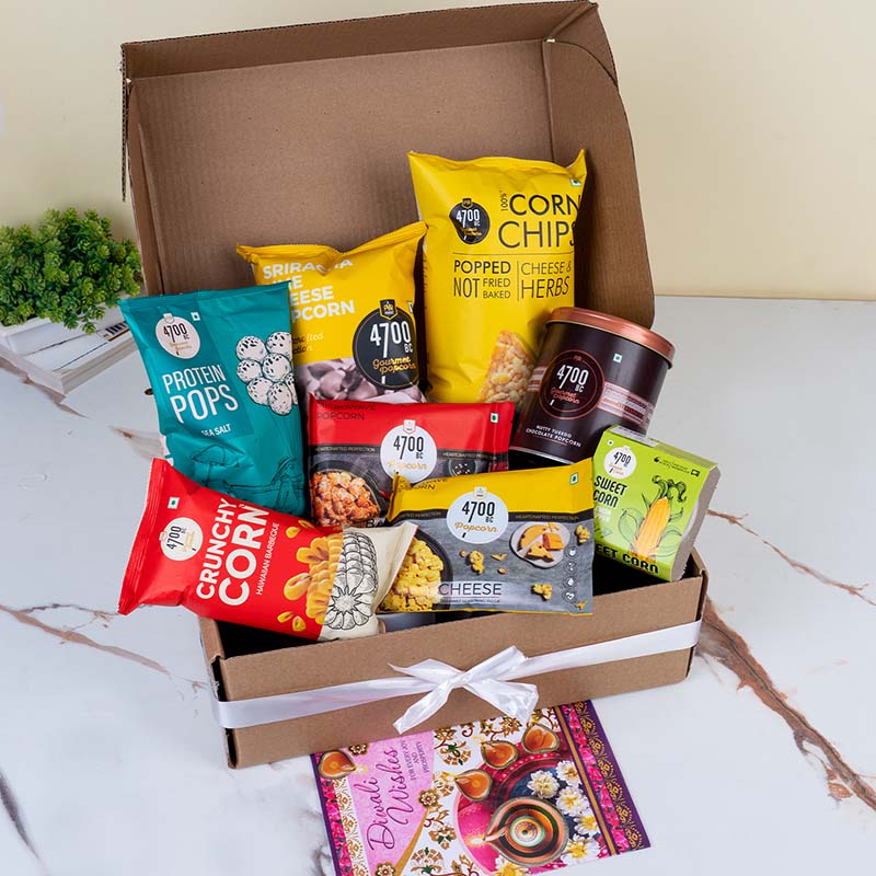 Send Gourmet Popcorn N Corn Chips Diwali Corporate Gift Hamper Online
