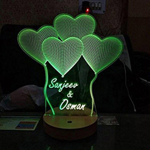 Wood and Plastic Colour Changing 3D Illusion LED Lamp (Multicolour)