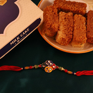 Milk Cake with Ethnic Rakhi to Canada