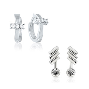 Mahi Combo of Chic Bali Hoop Stud Earrings for Women  : Online Jewellery Box