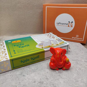 Kaju katli and Ganesh idol gift box