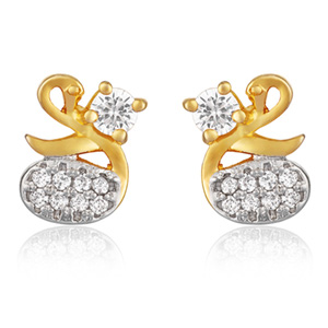 Elegant Swan Gold Plated Stud Earrings for Women 