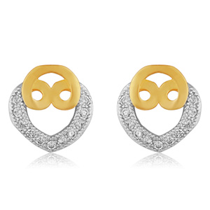Double Heart Gold Plated Stud Earrings for Women  - Online Jewellery Box