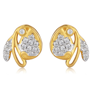 Floral Angel Gold Plated Stud Earrings for Women 