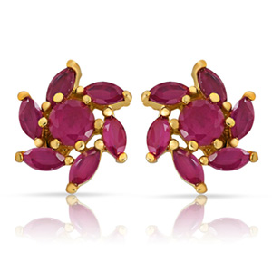 Eita Collection Red Gold Plated Ruby Earrings