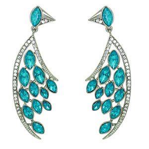 Mahi Feather Shaped Sky Blue Marquise Party Earring