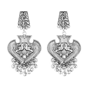 Mahi Oxidised White Rhodium plated Ethnicity Traditional Ethnic Jhumka Earring