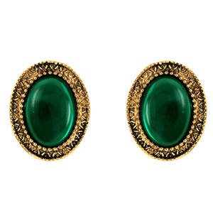 Green Oval Stud