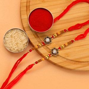 Two Cherries Diamond Beads Rakhi to Greece