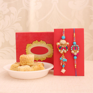 Gorgeous one bhaiya bhabhi rakhi with Milk Cake 