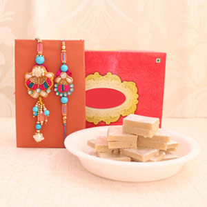 Bhaiya-Bhabhi Rakhi with Kaju Katli