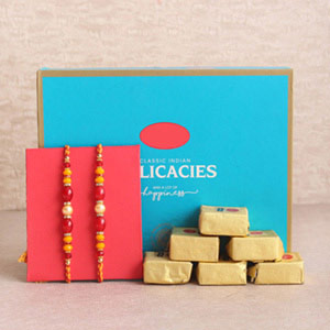 Adorable Pearl Rakhi pair with Sweets
