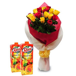 Mixed Roses with 2 Real Mixed Fruit Juices