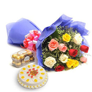 Roses with Butterscotch Cake Hamper