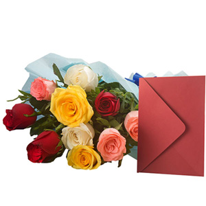 Mixed Roses N Greeting Card