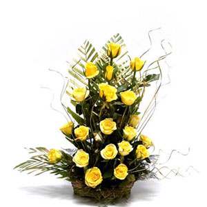 Cheerful Yellow Rose Basket