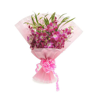Bunch of 6 Purple Orchids for Father