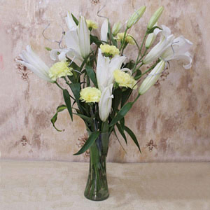 Lilies with Carnations Vase