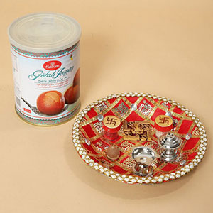 Gulab Jamun and Pooja Thali Combo : Bhai Dooj Gifts to UAE