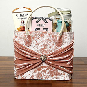 Perfume and Chocolate With Ladies Velvet Bag