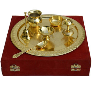 Elegant Golden Puja Thali