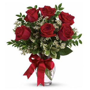 Six Long Stemmed Red Roses Bouquet