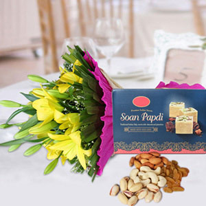 Celebrate in Style - Karwachauth Flowers with Dry Fruits