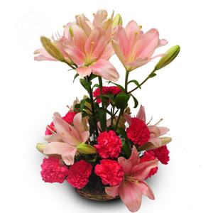 Perfect Pink Flower Basket for Mom