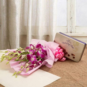 Purple Orchids & Dryfruit Chocolates 