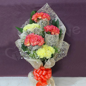 Carnations Jute Bouquet