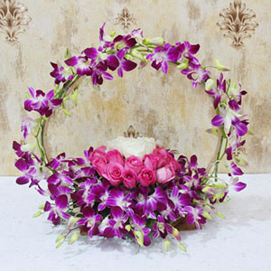 Mesmerizing Purple Orchids Basket Arrangement