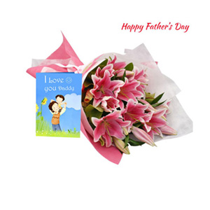 Pink Lilies Bouquet for Dad