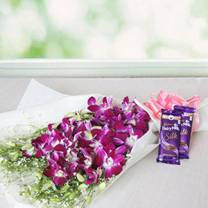 Purple Orchids & Chocolate Combo