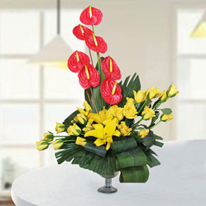 Charming Red & Yellow Floral Arrangement