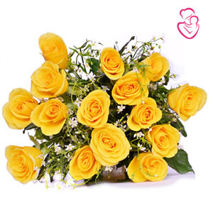 Bunch of 15 Yellow Roses