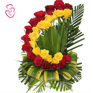 Beautiful Red & Yellow Rose Basket