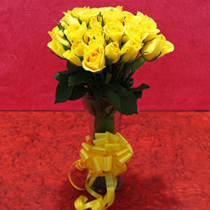 Yellow Flowers Glass Vase