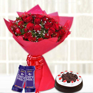 30-Red Blooms with Choco Treats