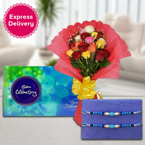 Celebration with Roses : Rakhi Same Day Delivery 