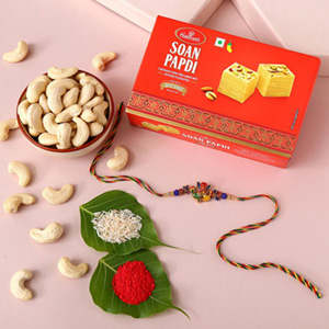 Sneh Ganesha Rakhi With Soan Papdi & Cashews