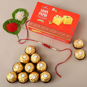 Sneh Pretty Rakhi With Soan Papdi & Ferrero Rocher