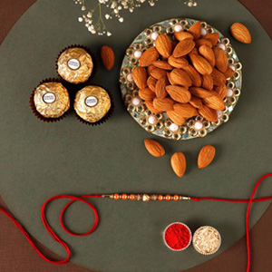 Sneh Minimalist Rakhi With Almonds & Ferrero Rocher