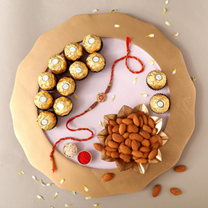 Sneh Divine Rakhi With Almonds & Ferrero Rocher