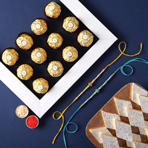 Sneh Pearl Rakhis With Kaju Katli & Chocolate Box