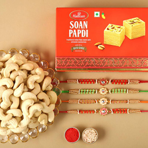 Sneh Meenakari Rakhis With Soan Papdi & Cashews