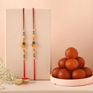 Sneh Peacock Feather Rakhi & Gulab Jamun